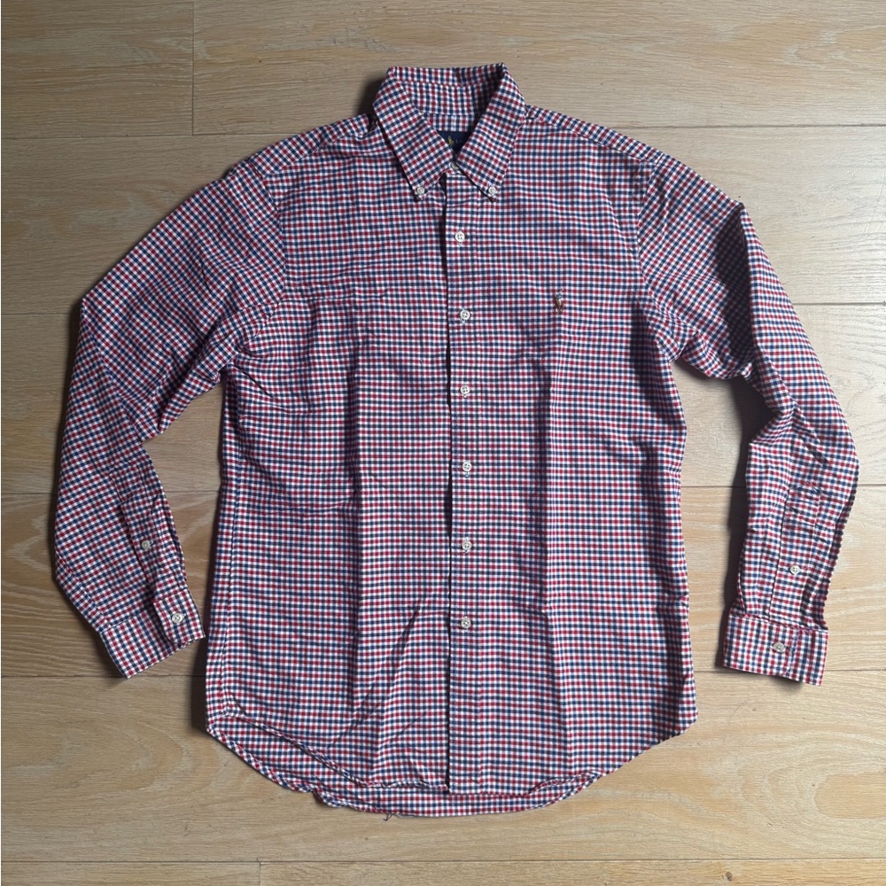 Polo Ralph Lauren Men's Red and Blue Plaid Button Up